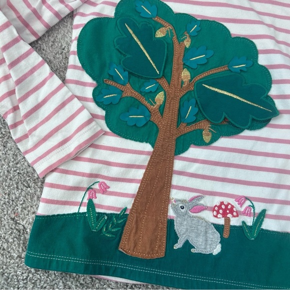 Mini Boden Shirt Girls 7-8Y Bunny Tree Applique Embroidered Mushroom Flower - Picture 2 of 3